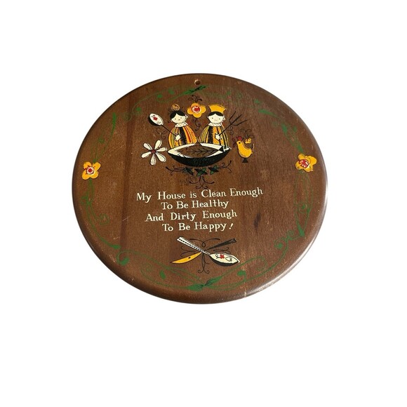 Enesco Other - Enesco Wood Hand Painted Wall Hanging 'My House Is Clean Enough To Be Healthy...